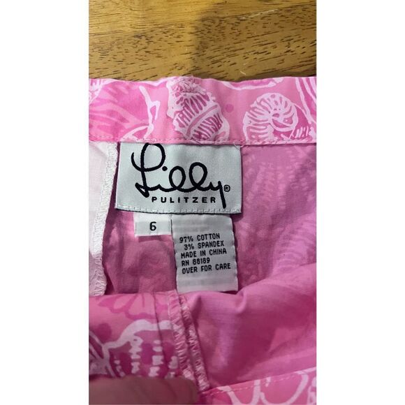 LILLY PULITZER PINK SEA SHELLS BELLS POCKET SHORTS WOMENS SIZE 6 - Picture 3 of 7